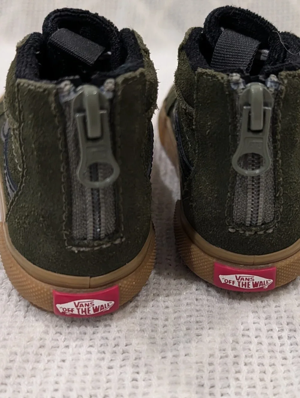 Vans Kids High-Top Sneakers in Olive Green with Gum Sole